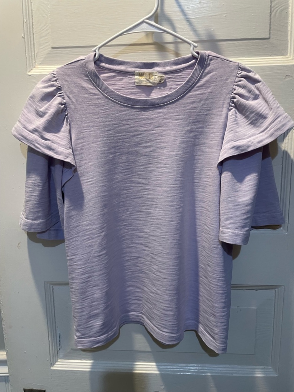 Nation LTD Lavender Short Ruffle-Sleeve Top, Size Small